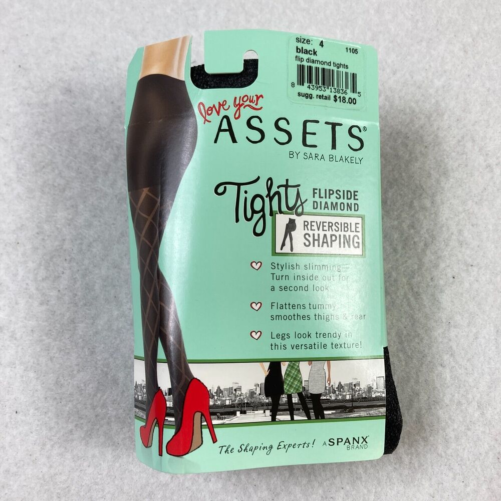 SPANX Assets Sara‎ Blakely Reversible Shaping Tights Women's 4 Flipside Diamond